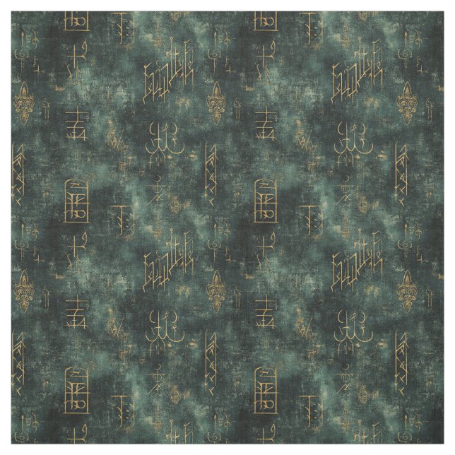 Create Your Own Teal Gold Arcane Scribbles Black Stoff (Muster)