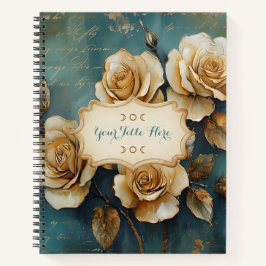 Create Your Own Teal & Gold Rose Bouquet Floral Notizbuch