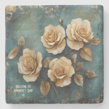 Create Your Own Teal & Gold Rose Bouquet Floral