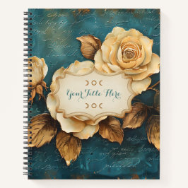 Create Your Own Teal & Gold Roses Love Letter Notizbuch