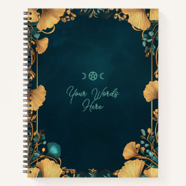 Create Your Own Teal Golden Gingko Leaves Notizbuch
