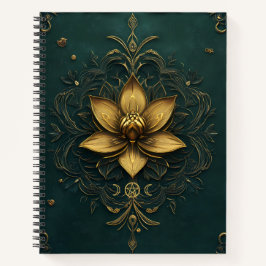 Create Your Own Teal Golden Lotus Notebook Notizbuch