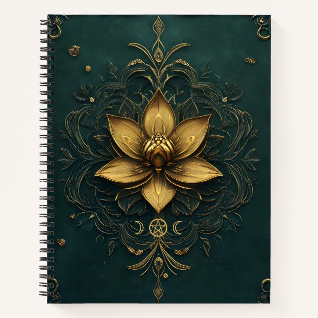 Create Your Own Teal Golden Lotus Notebook Notizbuch (Vorderseite)