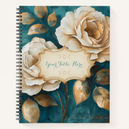 Create Your Own Teal & Golden Peach Roses Floral Notizbuch