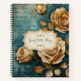 Create Your Own Teal & Golden Yellow Rose Bouquet Notizbuch