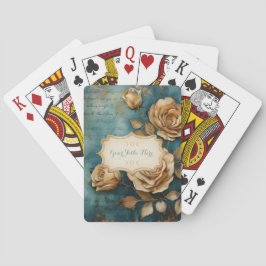 Create Your Own Teal & Golden Yellow Rose Bouquet Spielkarten
