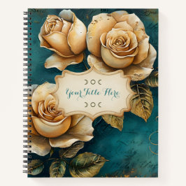 Create Your Own Teal & Golden Yellow Roses Floral Notizbuch