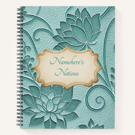 Create Your Own Teal Green Lotus Vintage Floral Notizbuch