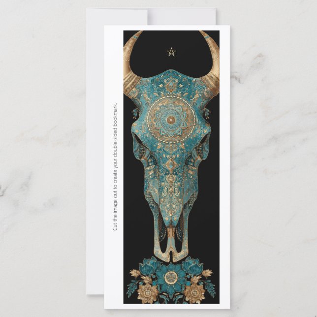 Create Your Own Teal Horned Skull Bookmark Card (Vorderseite)