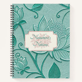 Create Your Own Teal Lotus Vintage Floral Notizbuch