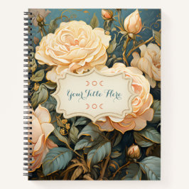 Create Your Own Teal Peach & Yellow Roses Bouquet Notizbuch