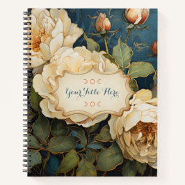Create Your Own Teal Peach & Yellow Roses Floral Notizbuch