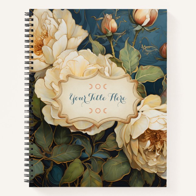 Create Your Own Teal Peach & Yellow Roses Floral Notizbuch (Vorderseite)