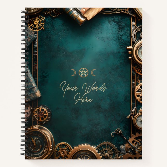 Create Your Own Teal Steampunk Journals Notizbuch (Vorderseite)