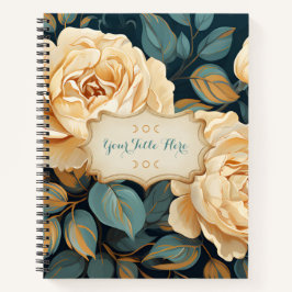 Create Your Own Teal & Yellow Roses Spray Floral Notizbuch