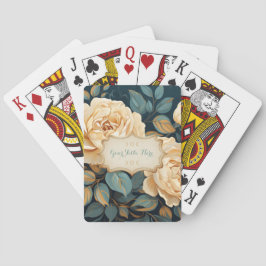 Create Your Own Teal & Yellow Roses Spray Floral Spielkarten