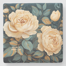 Create Your Own Teal & Yellow Roses Spray Floral Steinuntersetzer