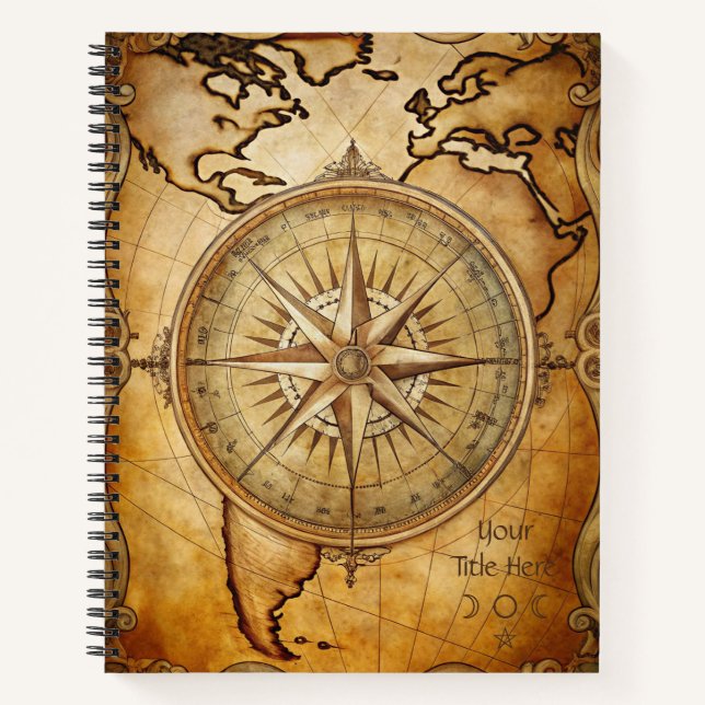 Create Your Own Traveler Compass Rose Map Notizbuch (Vorderseite)