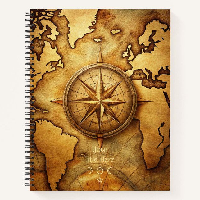 Create Your Own Traveller Compass Rose Map Notizbuch (Vorderseite)