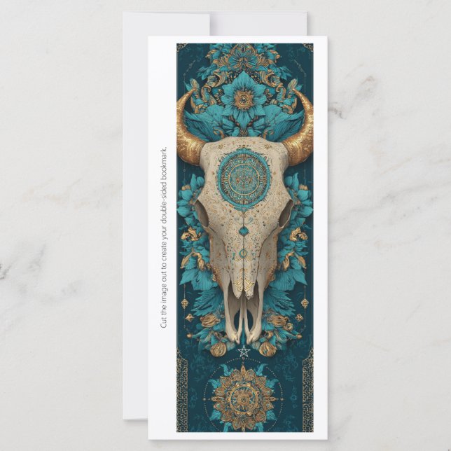 Create Your Own Tribal Horned Skull Bookmark Card (Vorderseite)