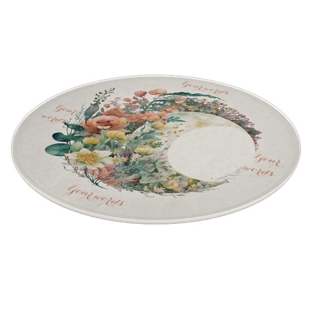 Create Your Own Tropical Floral Crescent Moon Schneidebrett (Ecke)