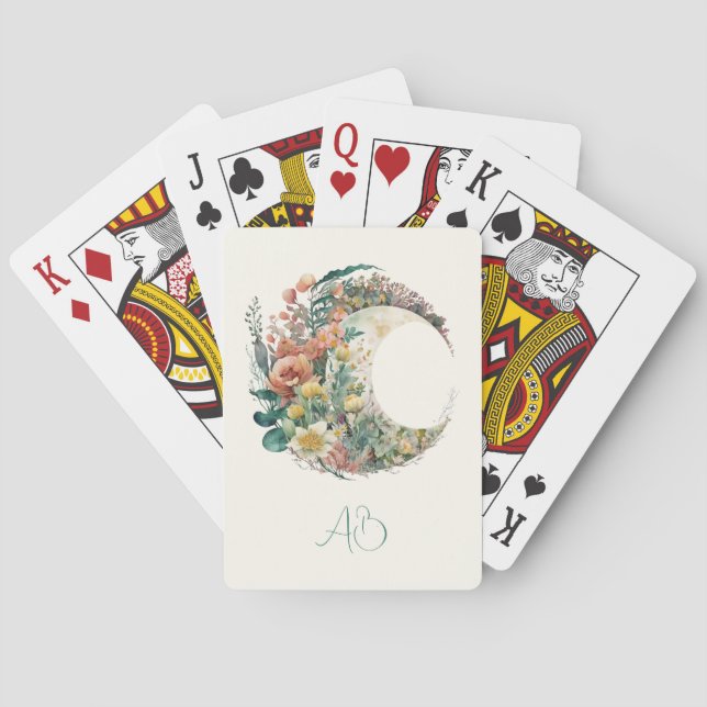 Create Your Own Tropical Floral Crescent Moon Spielkarten (Rückseite)