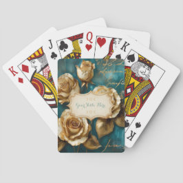 Create Your Own Turquoise Gold Roses Spray Floral Spielkarten