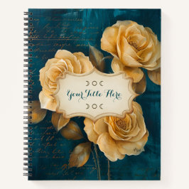 Create Your Own Turquoise Golden Yellow Rose Spray Notizbuch