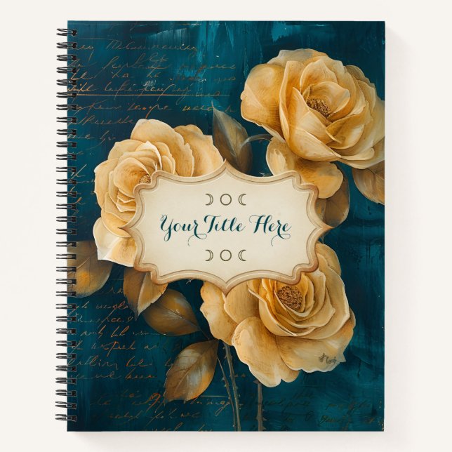 Create Your Own Turquoise Golden Yellow Rose Spray Notizbuch (Vorderseite)