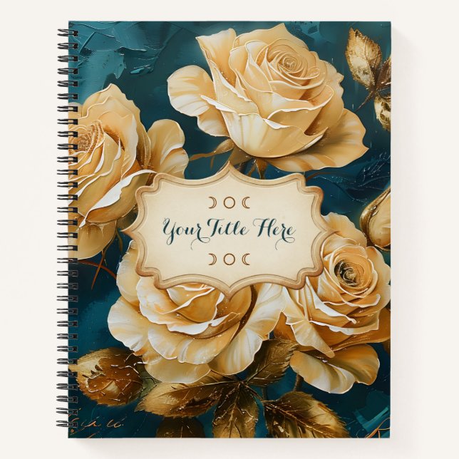 Create Your Own Turquoise Golden Yellow Roses Notizbuch (Vorderseite)