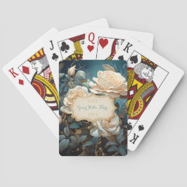 Create Your Own Turquoise Pale Peach Roses Floral Spielkarten