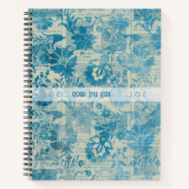 Create Your Own Vintage Blue Brocade Newsprint Notizbuch