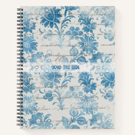 Create Your Own Vintage Blue Damask Love Letter Notizbuch