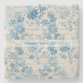 Create Your Own Vintage Blue Damask Love Letter Steinuntersetzer