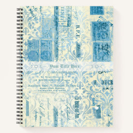 Create Your Own Vintage Blue Damask Postage Notizbuch