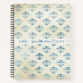 Create Your Own Vintage Blue Fleur de Lis Notizbuch