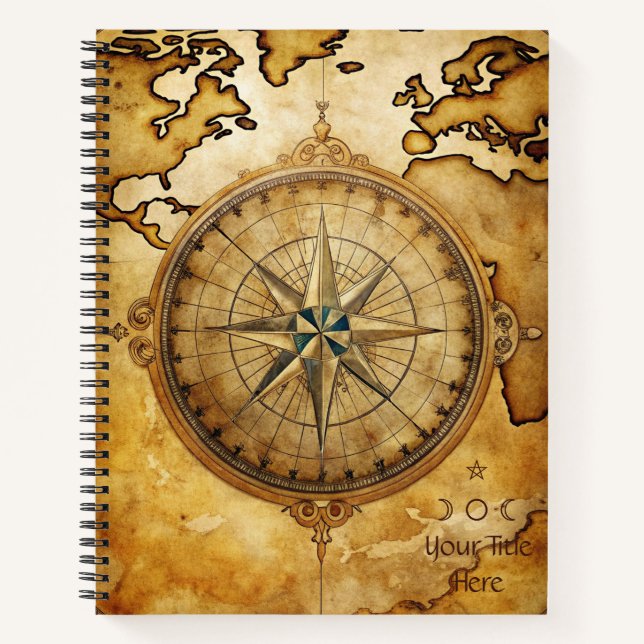 Create Your Own Vintage Compass Rose Travel Notizbuch (Vorderseite)
