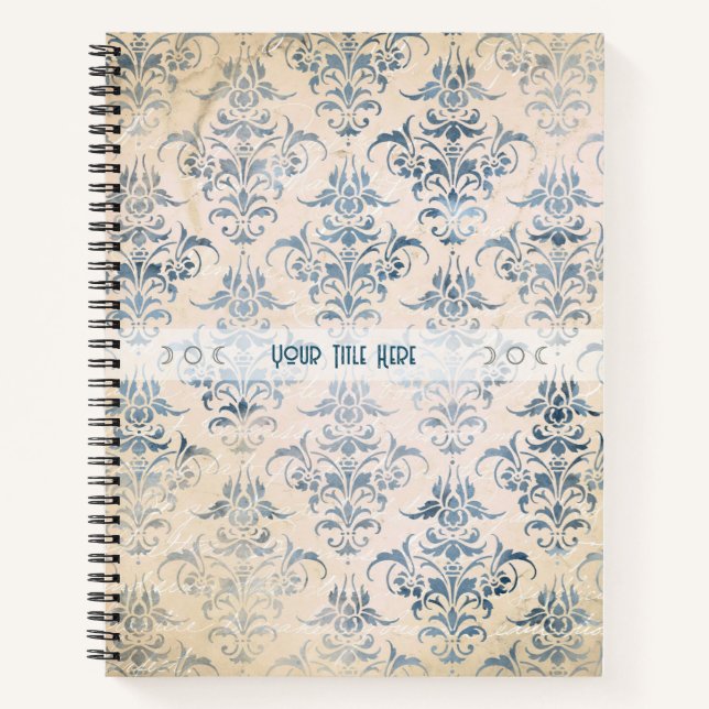 Create Your Own Vintage Teal Damask Notizbuch (Vorderseite)