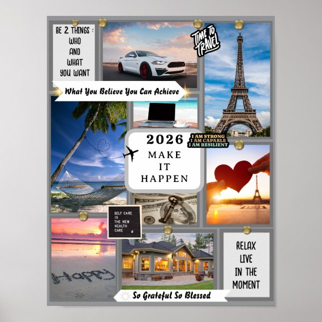 Create Your Own Vision Board Goal Manifesting 2026 Poster (Vorne)