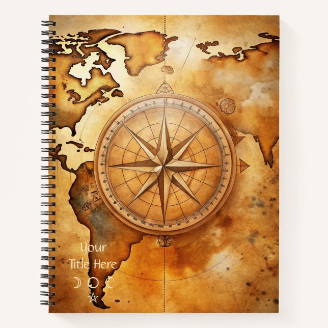 Create Your Own Wanderer Compass Rose Notizbuch (Vorderseite)