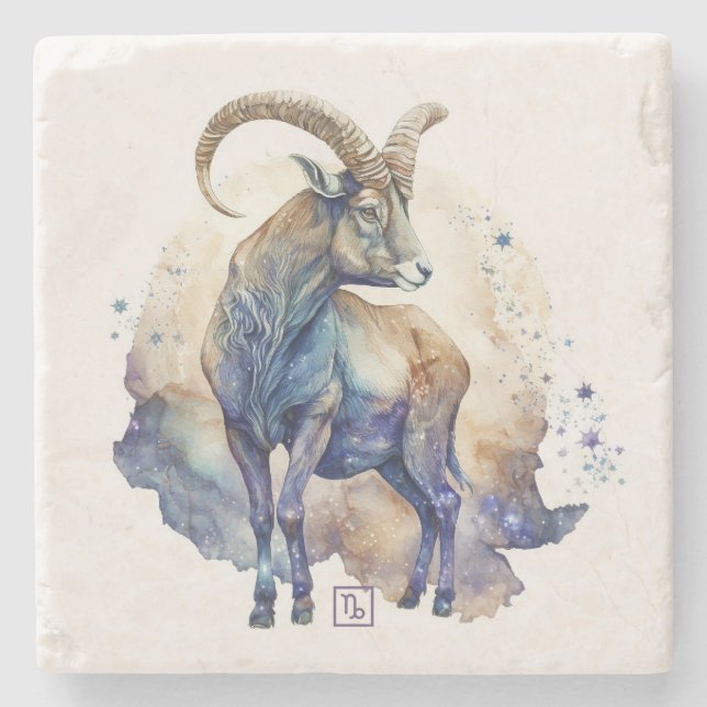 Create Your Own Watercolor Capricorn Steinuntersetzer (Vorderseite)