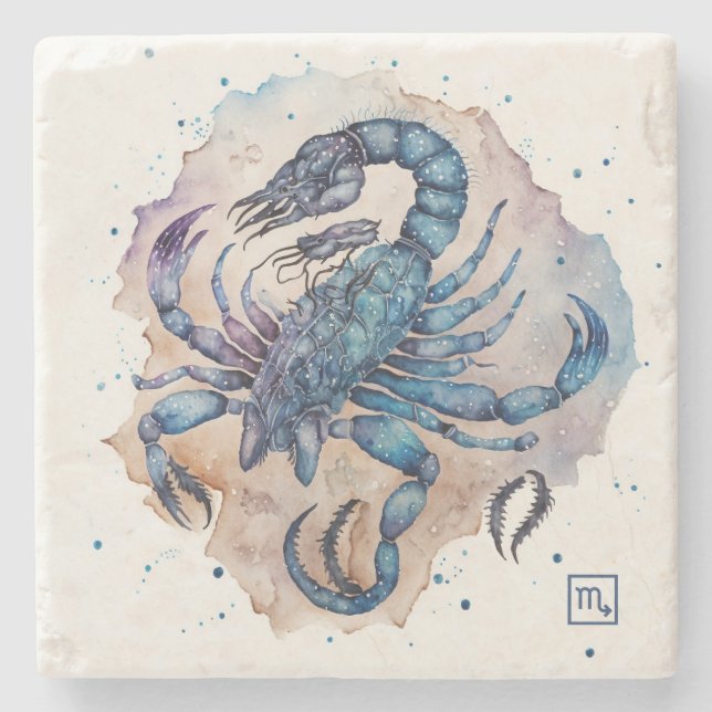 Create Your Own Watercolor Scorpio Steinuntersetzer (Vorderseite)