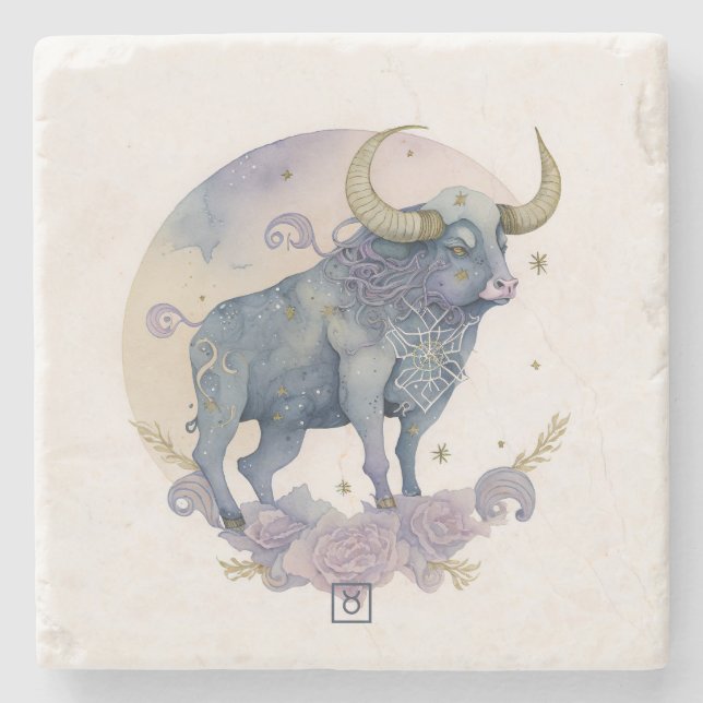 Create Your Own Watercolor Taurus Steinuntersetzer (Vorderseite)