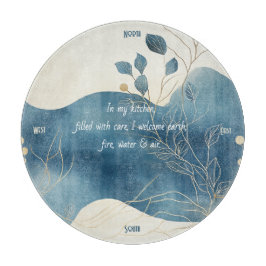 Create Your Own Wavy Blue Gold Floral Minimalist Schneidebrett