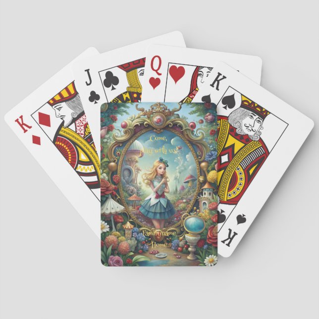 Create Your Own Whimsical Looking Glass Alice Spielkarten (Rückseite)