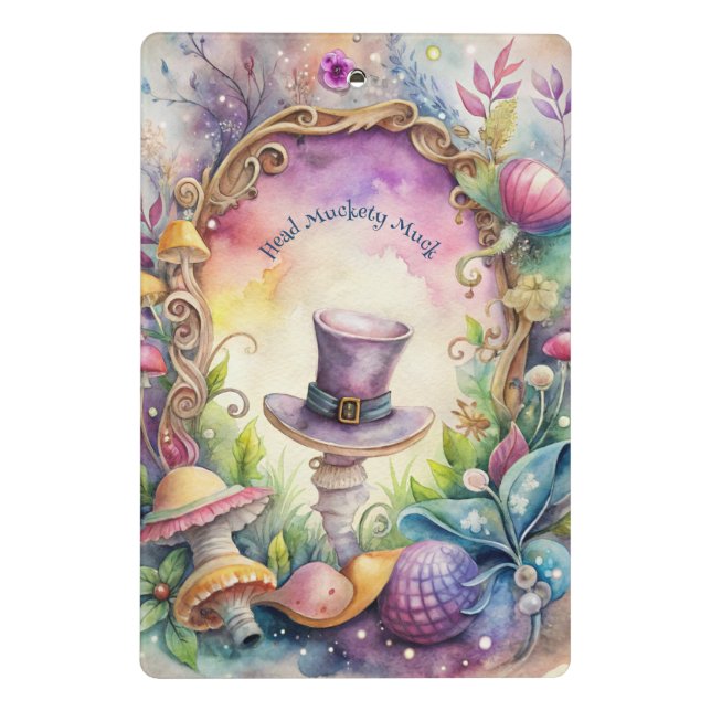 Create Your Own Whimsical Purple Top Hat Mini Klemmbrett (Rückseite)