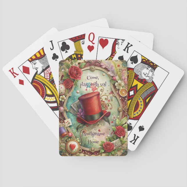 Create Your Own Whimsical Red Top Hat Spielkarten (Rückseite)