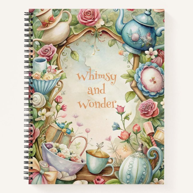Create Your Own Whimsical Tea Party Spring Notizbuch (Vorderseite)