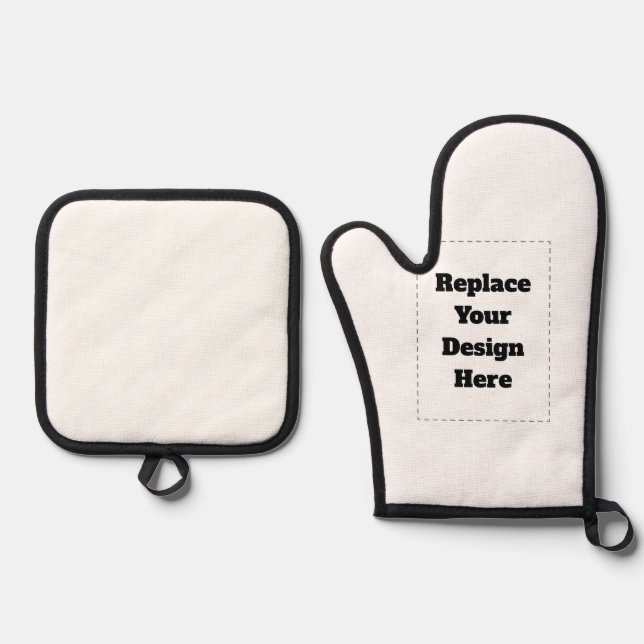 Create Your Own white  Ofenhandschuh & Topflappen-Set (Vorderseite)