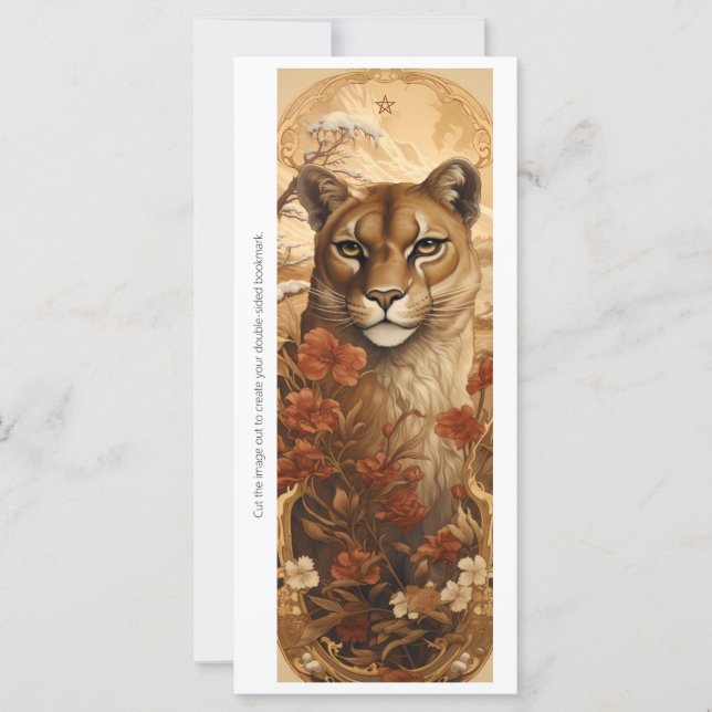 Create Your Own Wild Puma Floral Bookmark Card (Vorderseite)